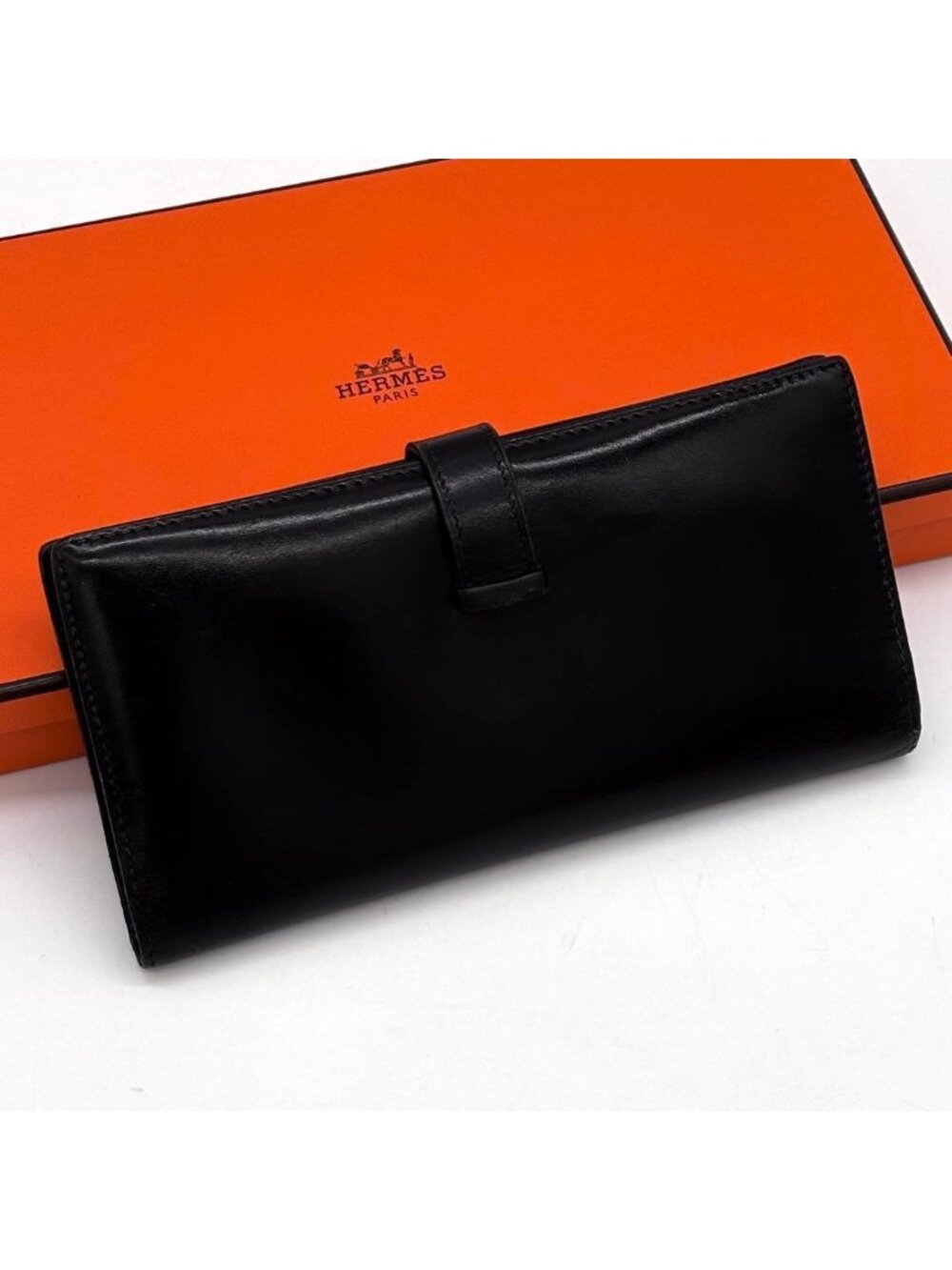 Hermes Bearn Classic Box Calf Black Wallet - Picture 2 of 10